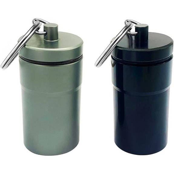 Waterproof Metal Pill Bottle Container (2-Pack)